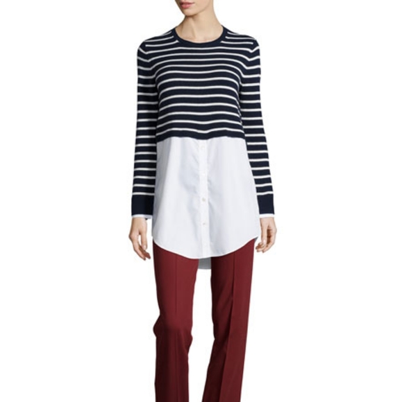 NWOT THEORY Rymlia Layered Striped Sweater - Picture 3 of 7